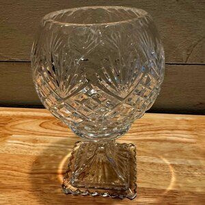 Vintage Polish 24% Lead Crystal Cut Heavy Pedestal Compote Bowl Beautiful